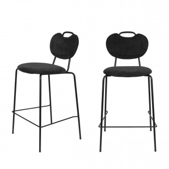 Aspen - 2 tabourets de bar en tissu et métal 65cm