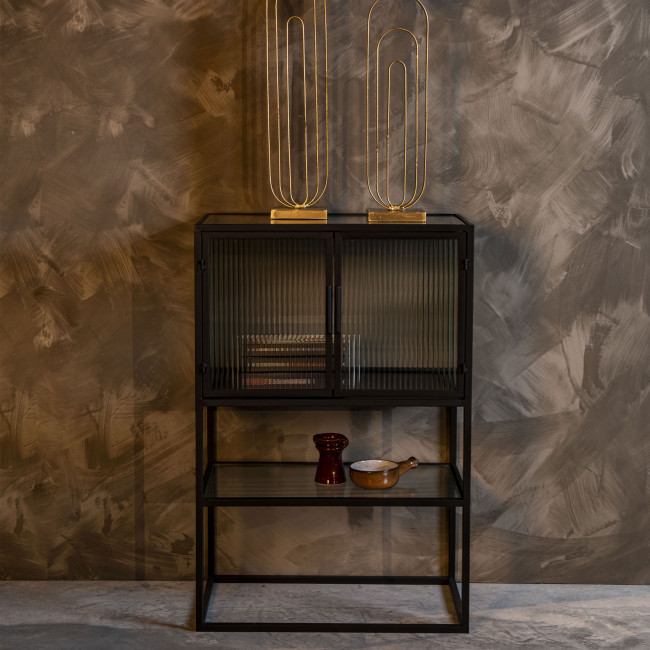 Boli - Vitrine 2 portes en métal et verre trempé 90x60cm