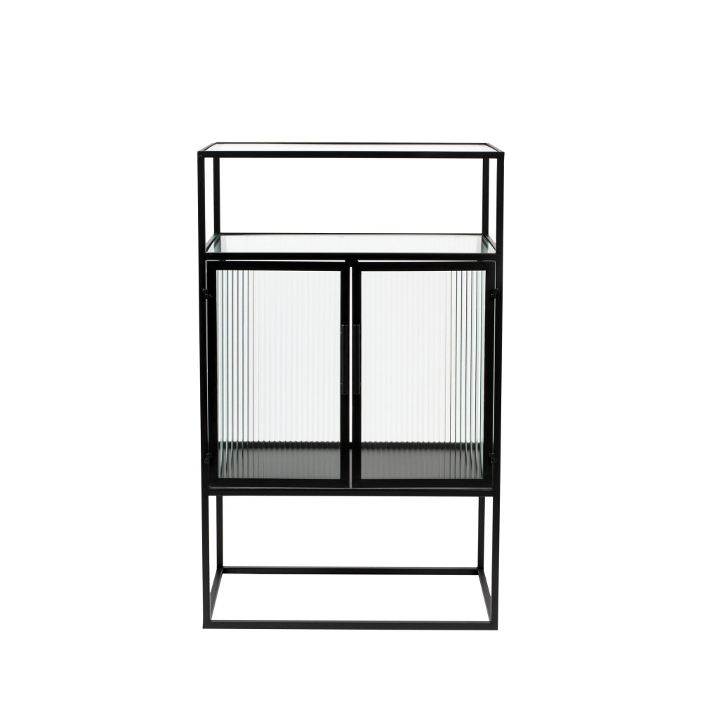 boli - vitrine 2 portes en métal et verre trempé 105x65cm - couleur - noir