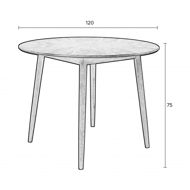 Fabio - Table à manger ronde en bois ø120cm