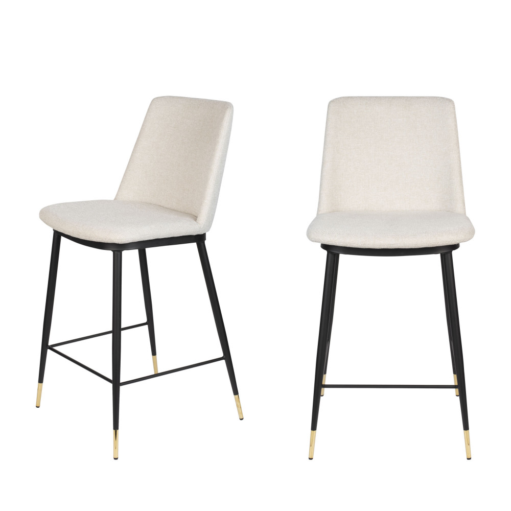 lionel - lot de 2 tabourets de bar en tissu et métal 65cm - couleur - beige