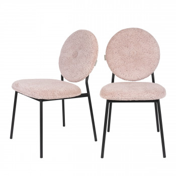 Mist - 2 chaises en métal et velours bouclette