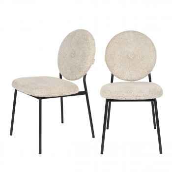 Mist - 2 chaises en métal et velours bouclette