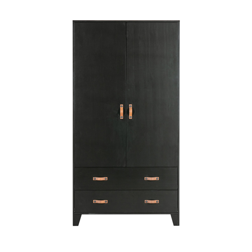 dian - armoire vestiaire pour enfant 2 portes 2 tiroirs - couleur - noir