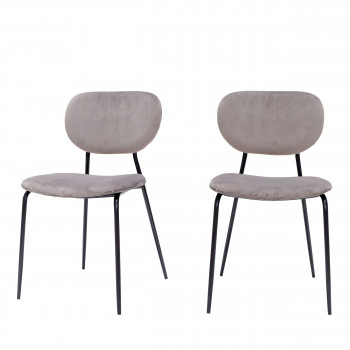 Jalen - 2 chaises en velours et métal