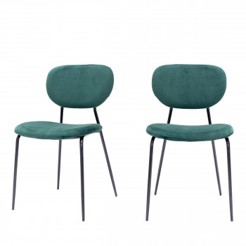 Jalen - 2 chaises en velours et métal