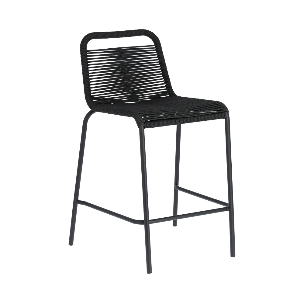 cacocum - lot de 4 tabourets de bar en métal et corde 62cm - couleur - noir