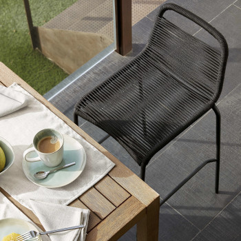 Cacocum - 4 tabourets de bar en métal et corde 62cm