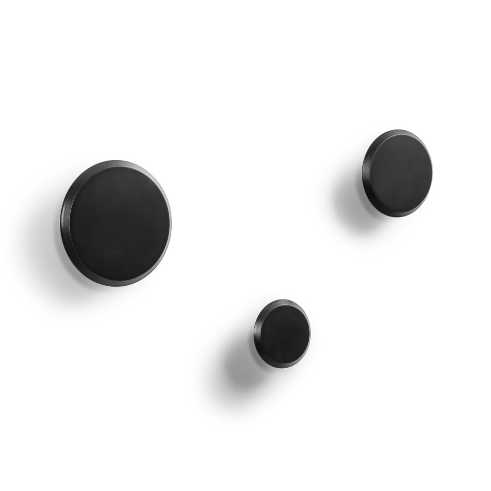 Nadua - 3 patères rondes en bois - Couleur - Noir