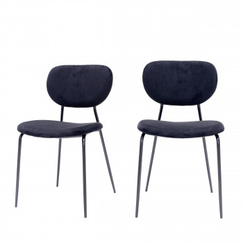 Jalen - 2 chaises en velours et métal