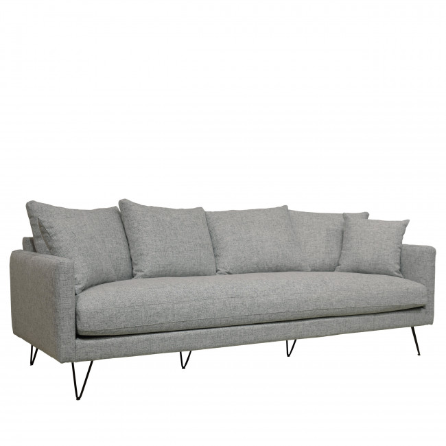 Villabon - Canapé 4 places en tissu pieds noirs