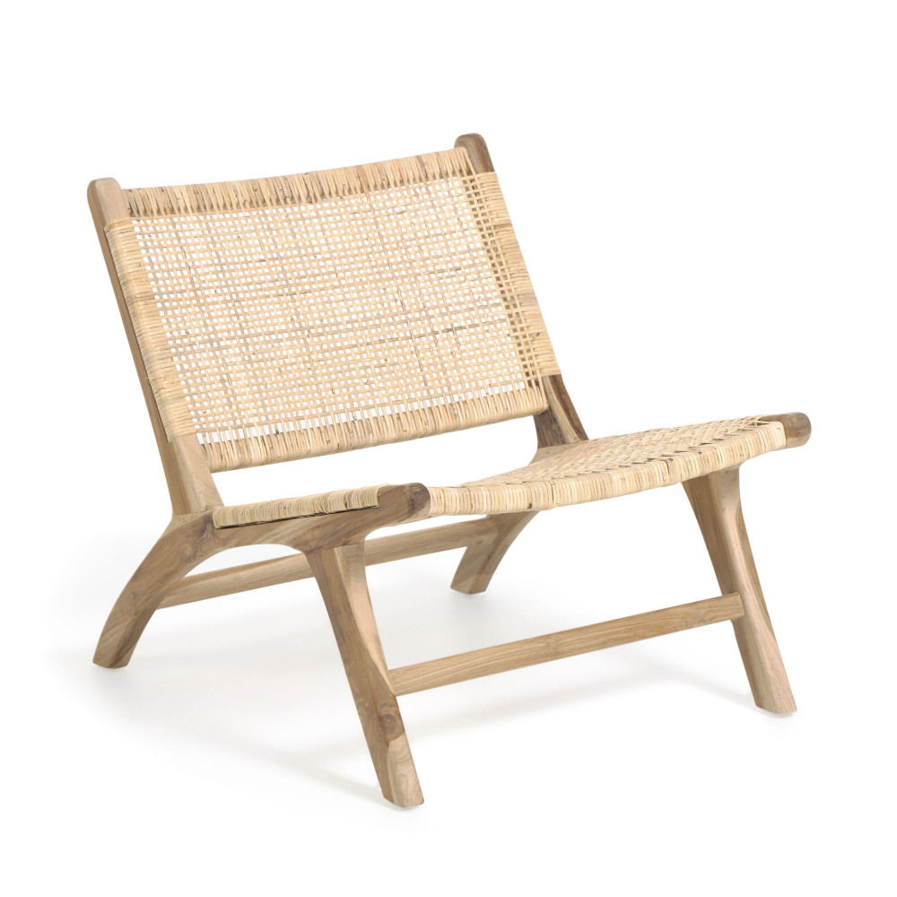 Beida - Fauteuil lounge en teck et rotin - Couleur - Naturel