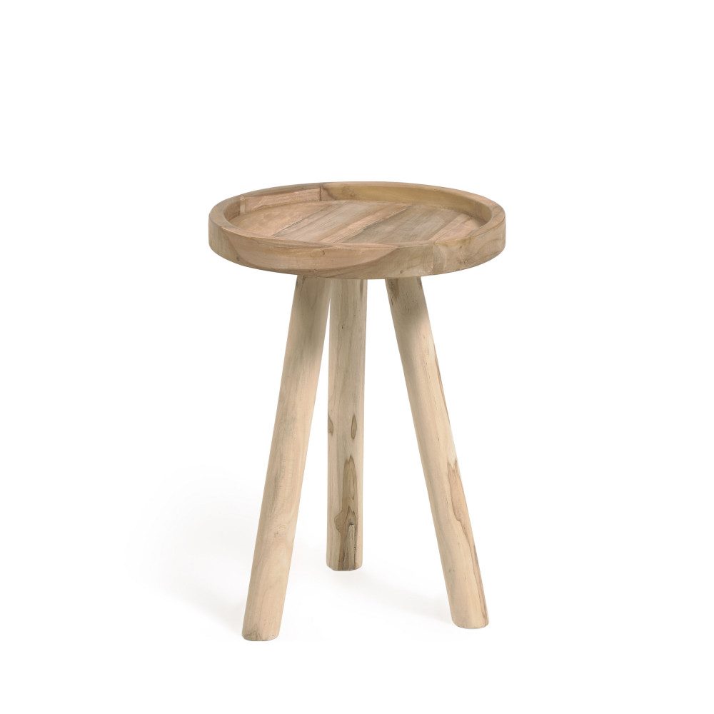 Glenda - Table d'appoint ronde en teck ø35cm - Couleur - Naturel