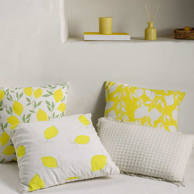 Etel - Housse de coussin motifs citrons 100 % coton 45x45cm