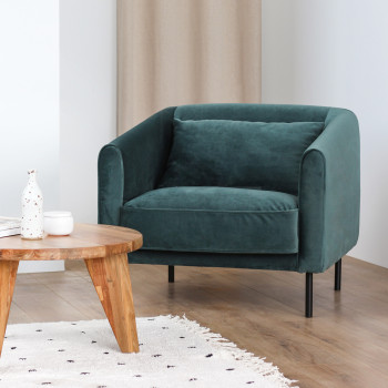 Winsen - Fauteuil en velours pieds droits en métal
