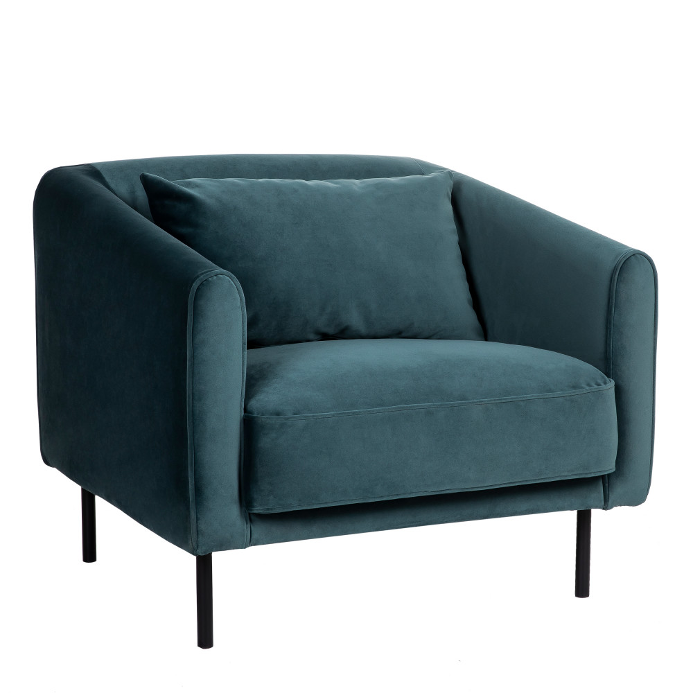 Winsen - Fauteuil en velours pieds droits en métal - Couleur - Vert eucalyptus