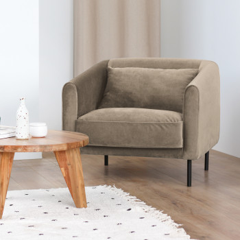 Winsen - Fauteuil en velours pieds droits en métal