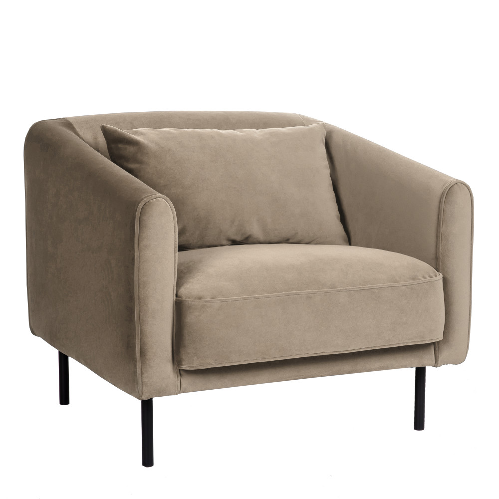 Winsen - Fauteuil en velours pieds droits en métal - Couleur - Beige