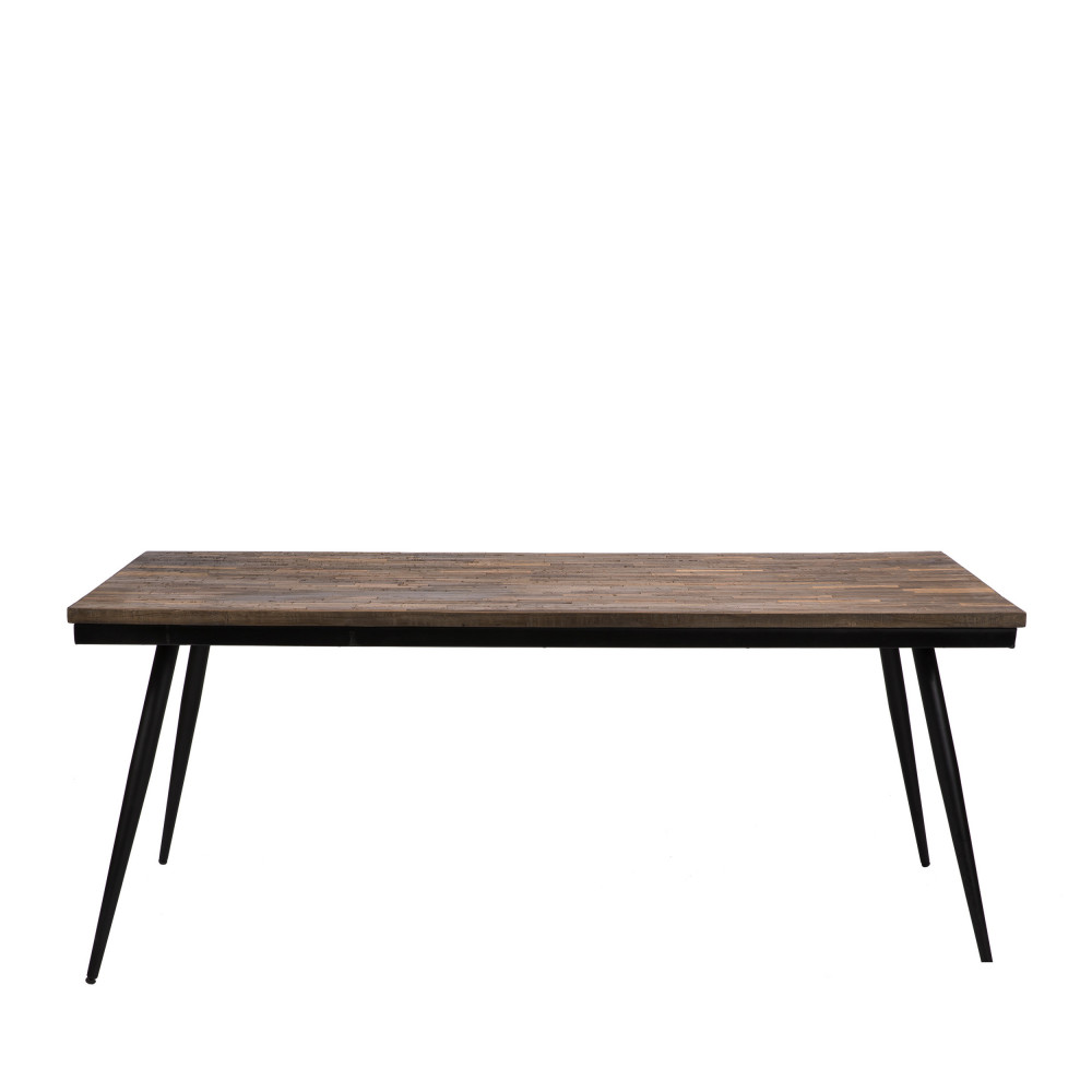 Ranggo - Table à manger en métal et teck recyclé 180x90cm - Couleur - Bois foncé / noir