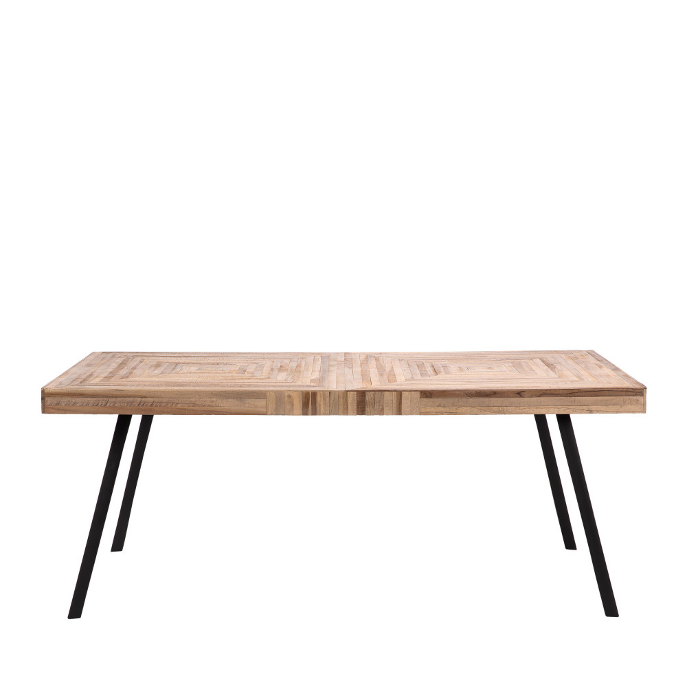 Pamenang - Table à manger en métal et teck recyclé 200x90cm - Couleur - Bois