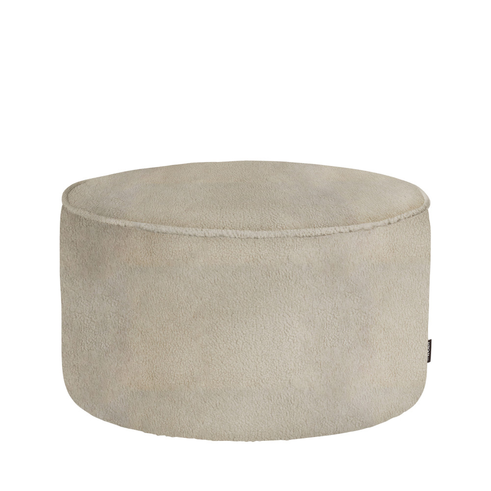 Sara - Pouf rond en tissu bouclette ø60cm - Couleur - Blanc cassé