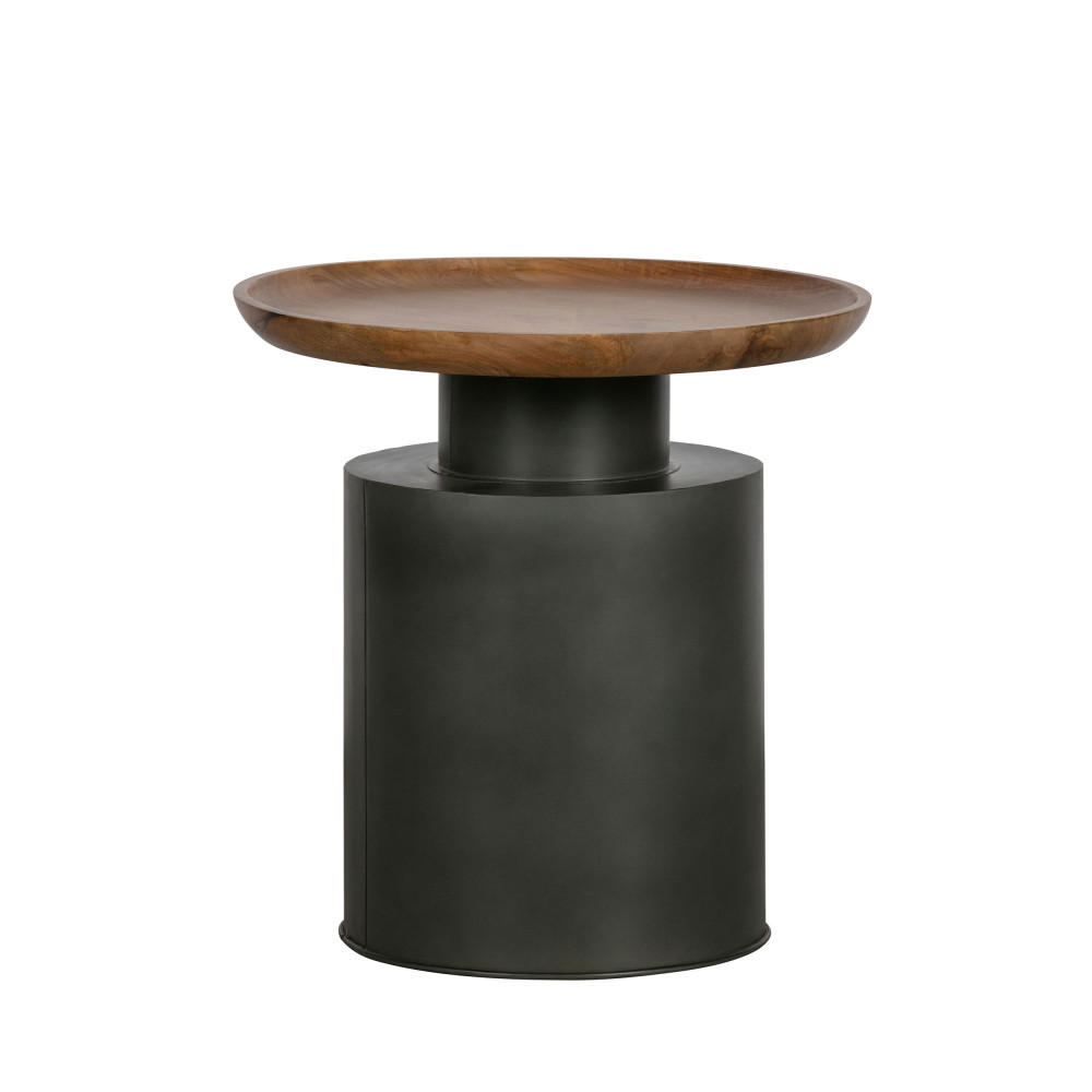 Dua - Table basse ronde en bois et métal ø53cm - Couleur - Noir