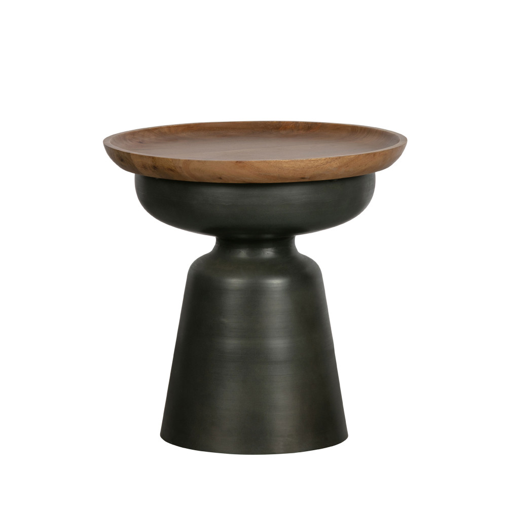 Dana - Table basse ronde en bois et métal ø53cm - Couleur - Noir