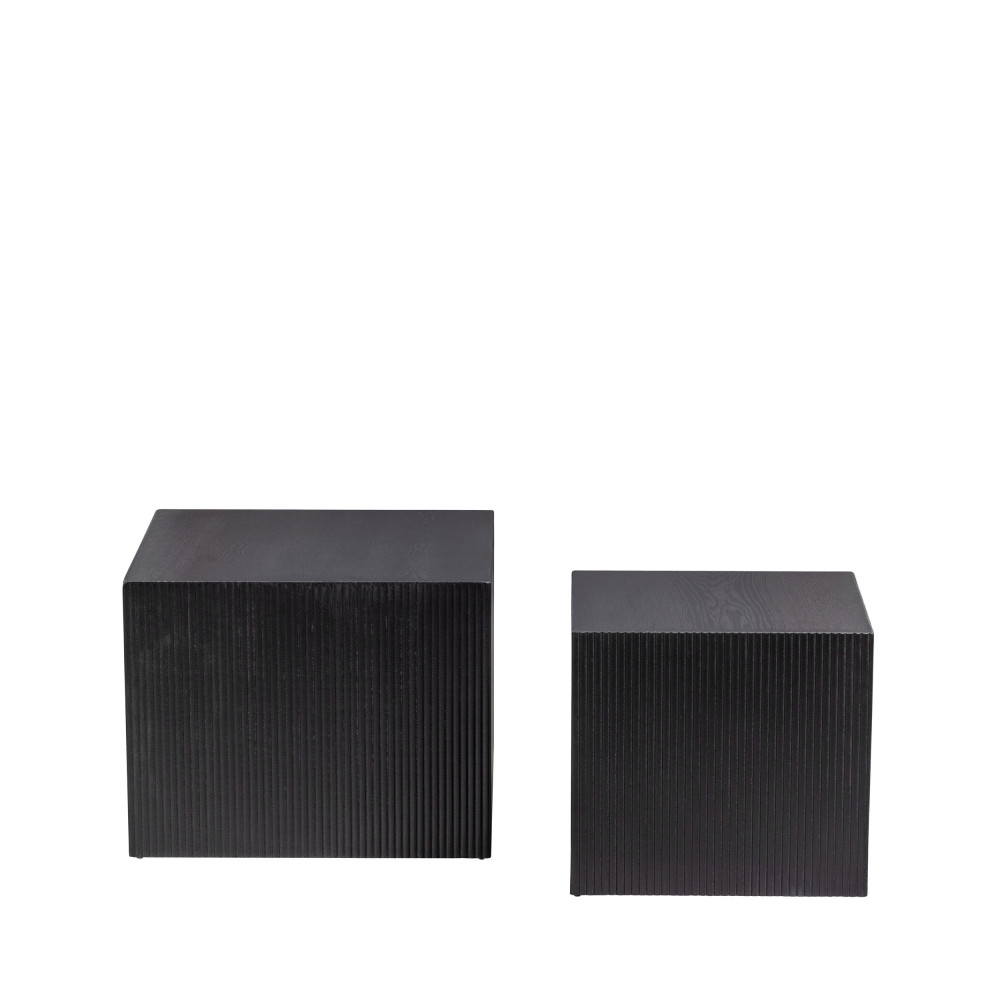 sanne - 2 tables basses carrées en bois - couleur - noir