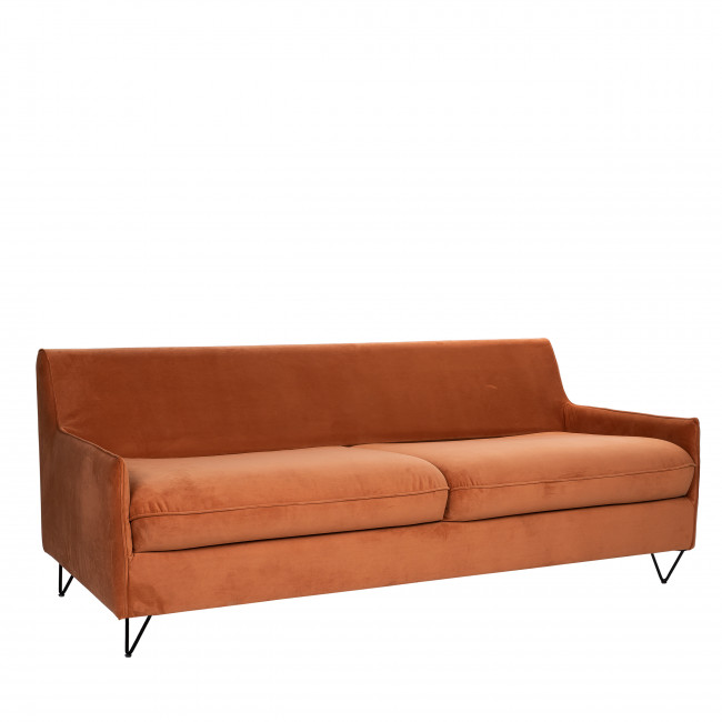 Lunery - Canapé 4 places en velours pieds épingles noirs