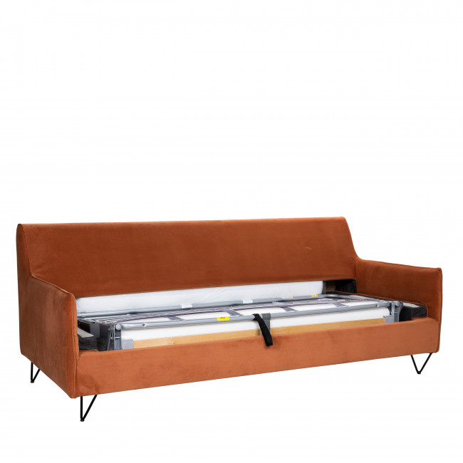 Lunery - Canapé 4 places en velours pieds épingles noirs