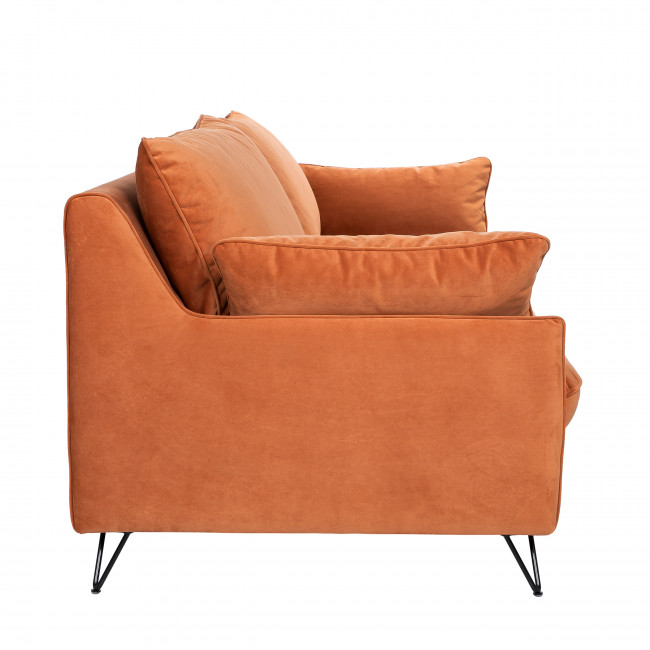 Lunery - Canapé 4 places en velours pieds épingles noirs