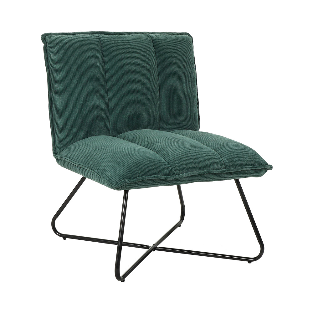 Forrest - Fauteuil en velours côtelé pieds métal - Couleur - Vert