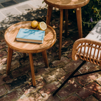 Bienhoa - Table basse en bois massif 40xø40cm