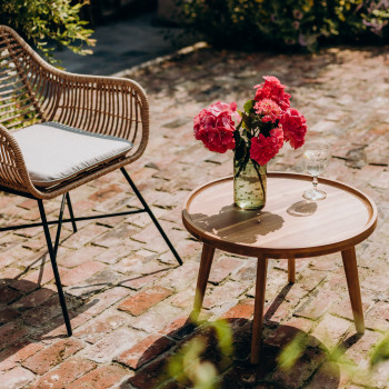 Bienhoa - Table basse indoor/outdoor en bois massif 40xø60cm