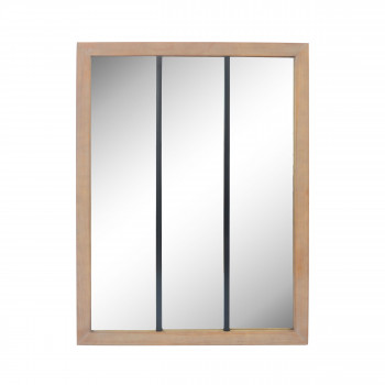 Nell - Miroir verrière en métal et bois 113x85 cm
