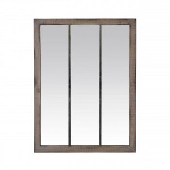 Nell - Miroir verrière en métal et bois 113x85 cm