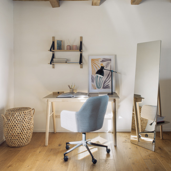 Curie - Bureau en bois massif de caoutchouc