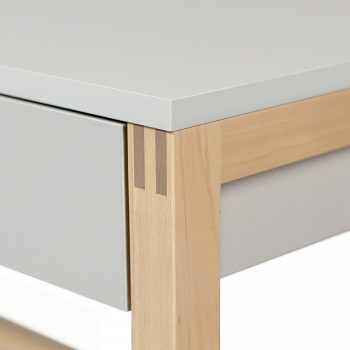 Bureau bois et laque, tiroir et niche Northgate Blanc / Chêne