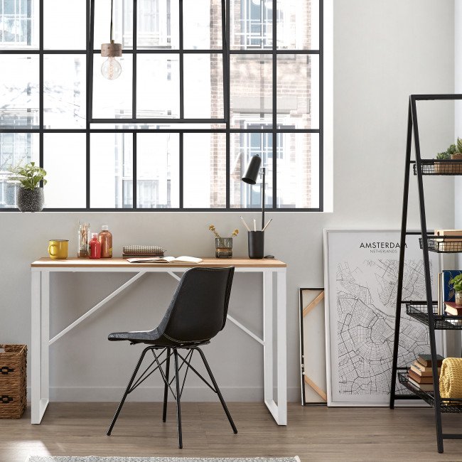 Bureau design structure métal blanc plateau bois Talbot