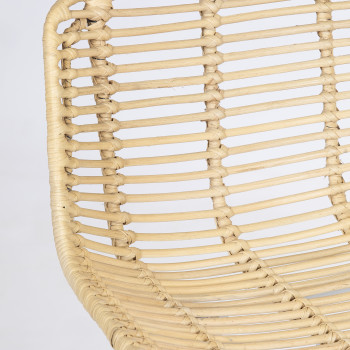 Capurgana - 2 chaises de bar design en rotin pieds blancs 75cm