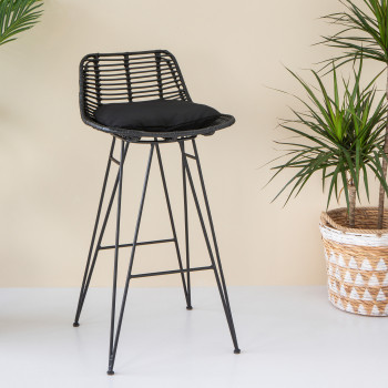 Chaise de bar design en rotin 67cm Capurgana