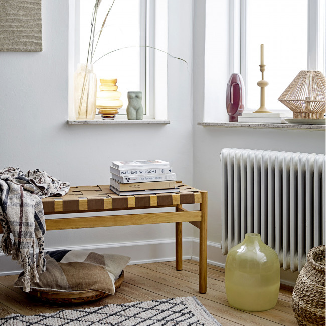 Roel - Banc en bois et tressage 113cm