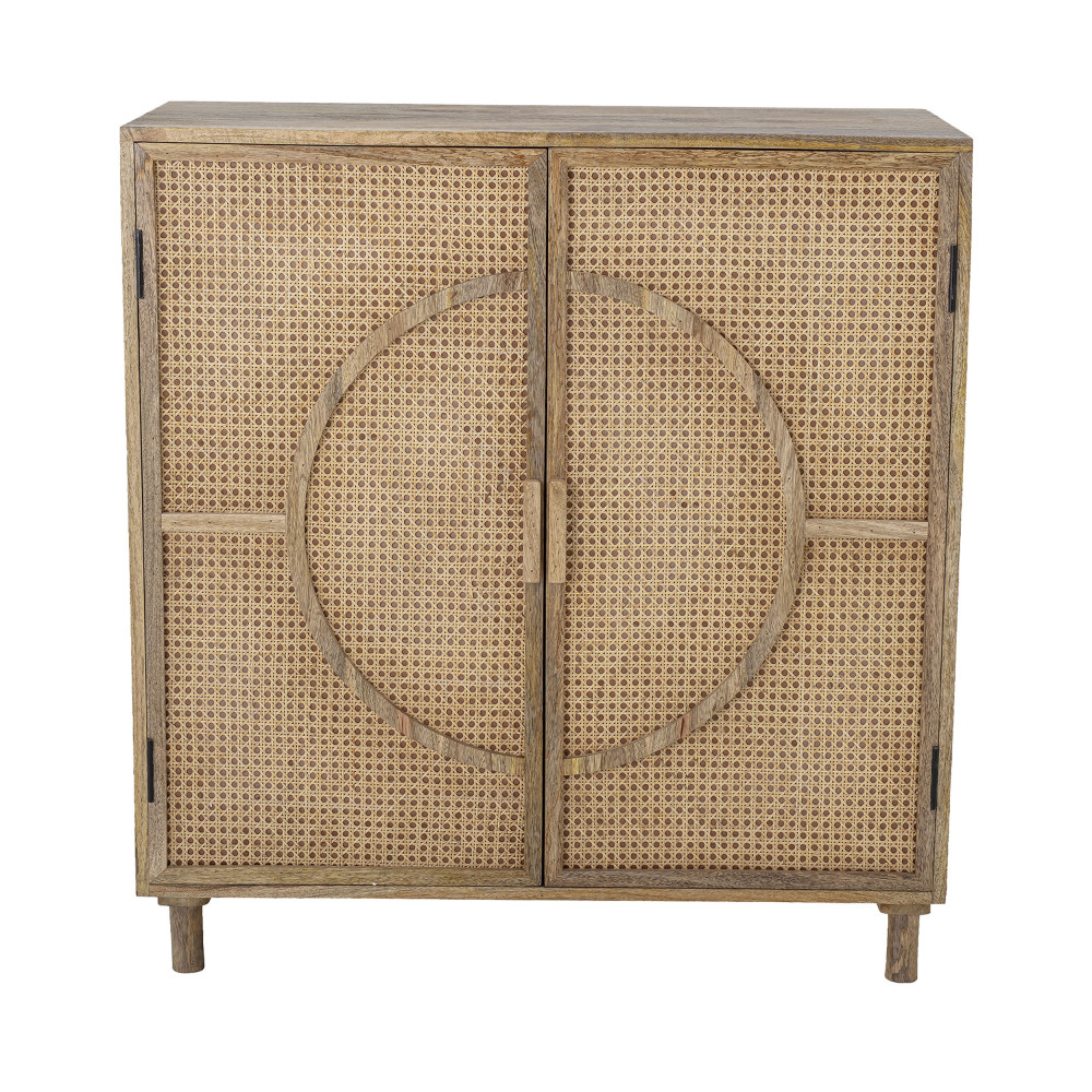 Pablo - Buffet 2 portes en bois et cannage 100x95cm - Couleur - Naturel