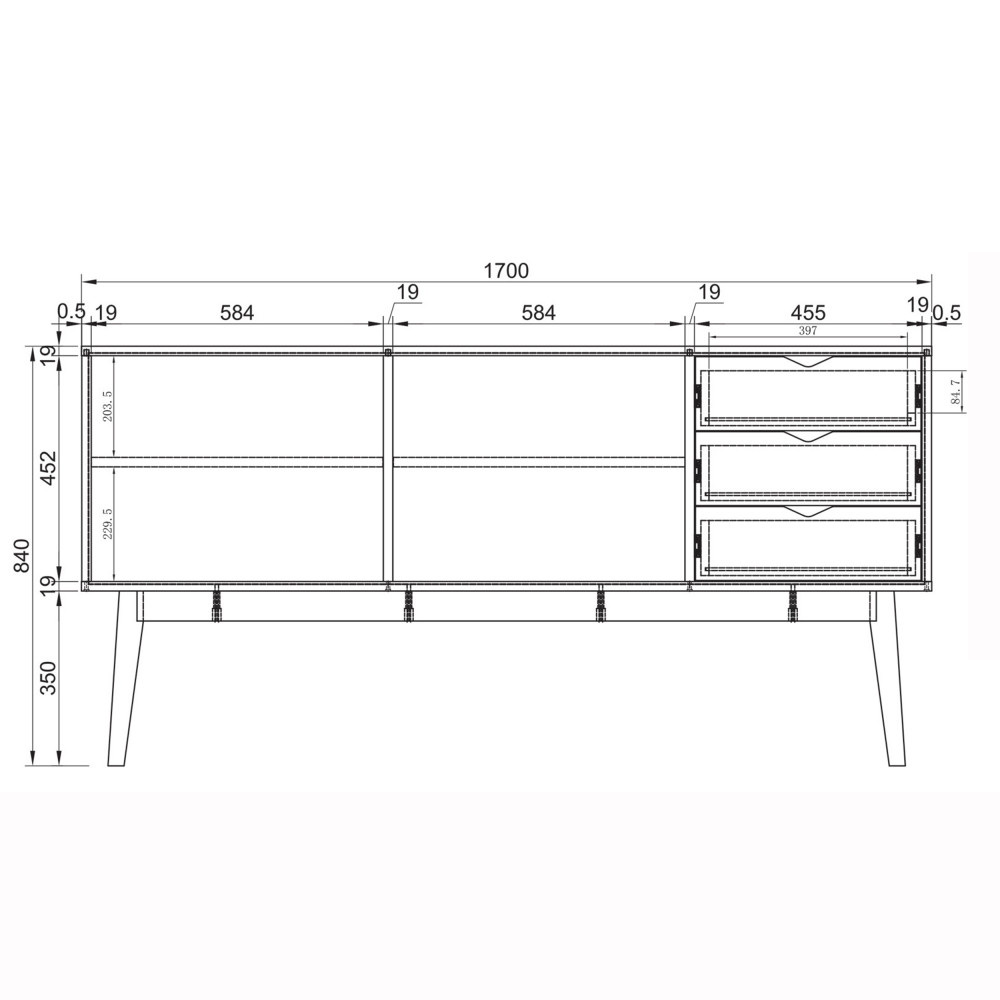 Armoire 2 portes en bois et cannage Drawer - HOGARN