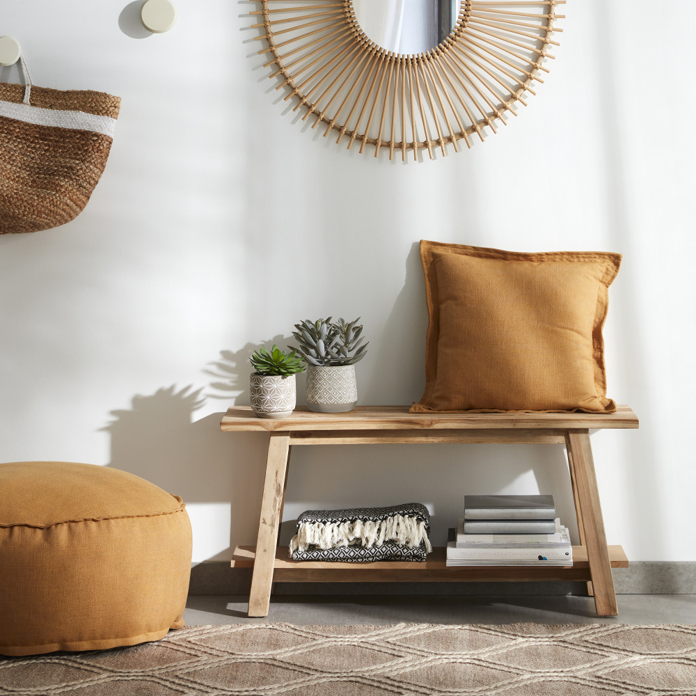 Banc deco bois, banc campagne, petit banc d'intérieur en bois