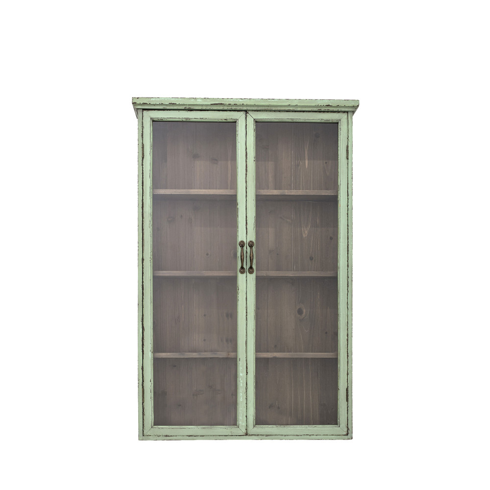 Hazem - Vitrine 2 portes en bois 81x122cm - Couleur - Vert