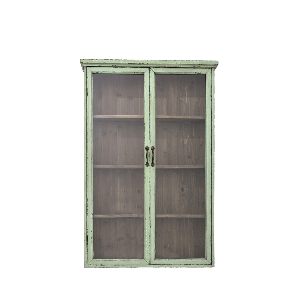 hazem - vitrine 2 portes en bois 81x122cm - couleur - vert