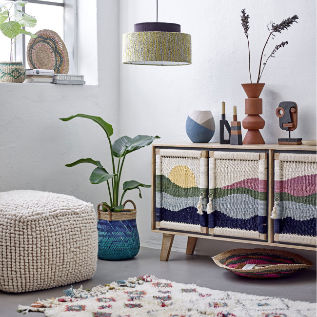 Suna - Pouf carré en tissu