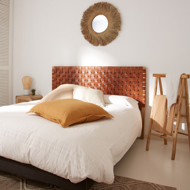 Campechuela - Tête de lit en bois et cuir 153cm