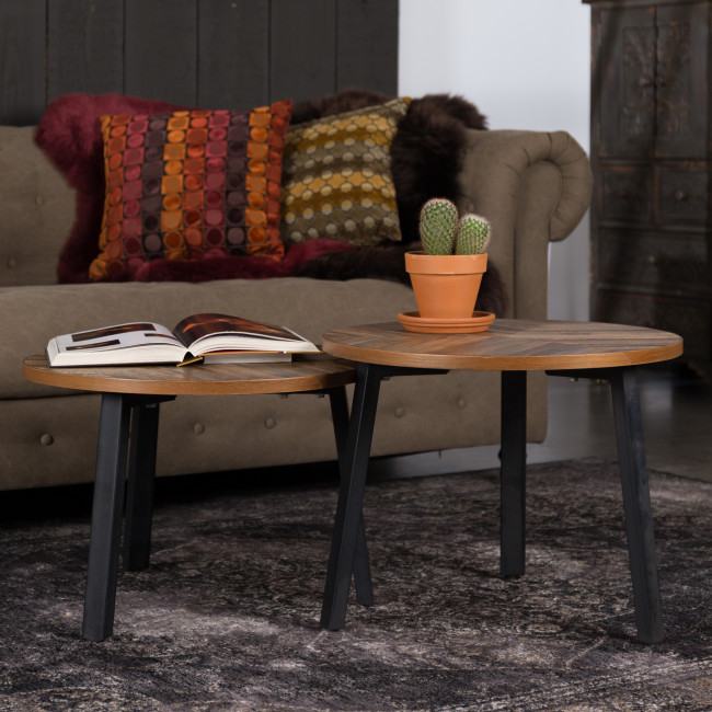 Lot de 2 tables basse bois recyclé Mundu